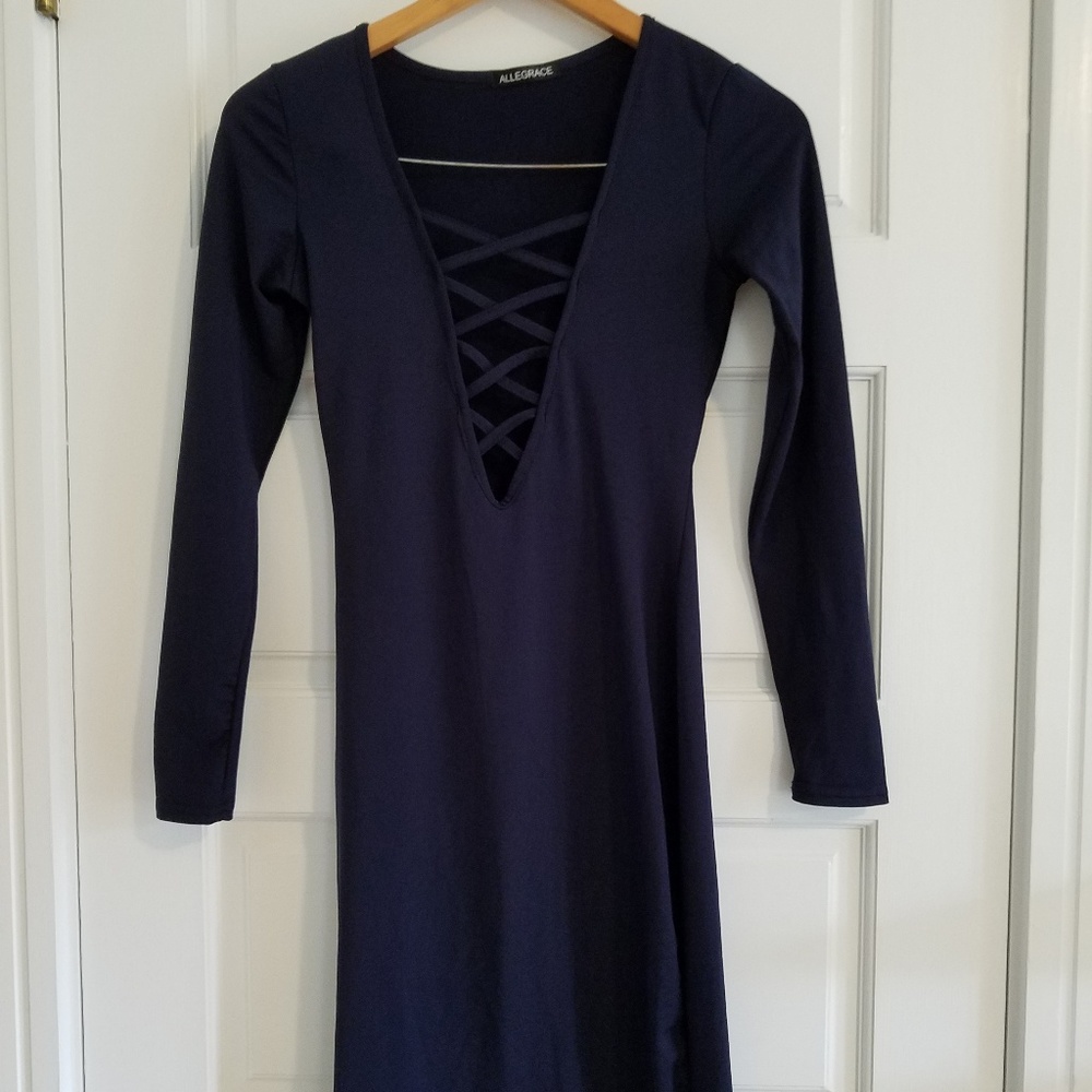 Fleece Lined Low Cut Body Con Dress